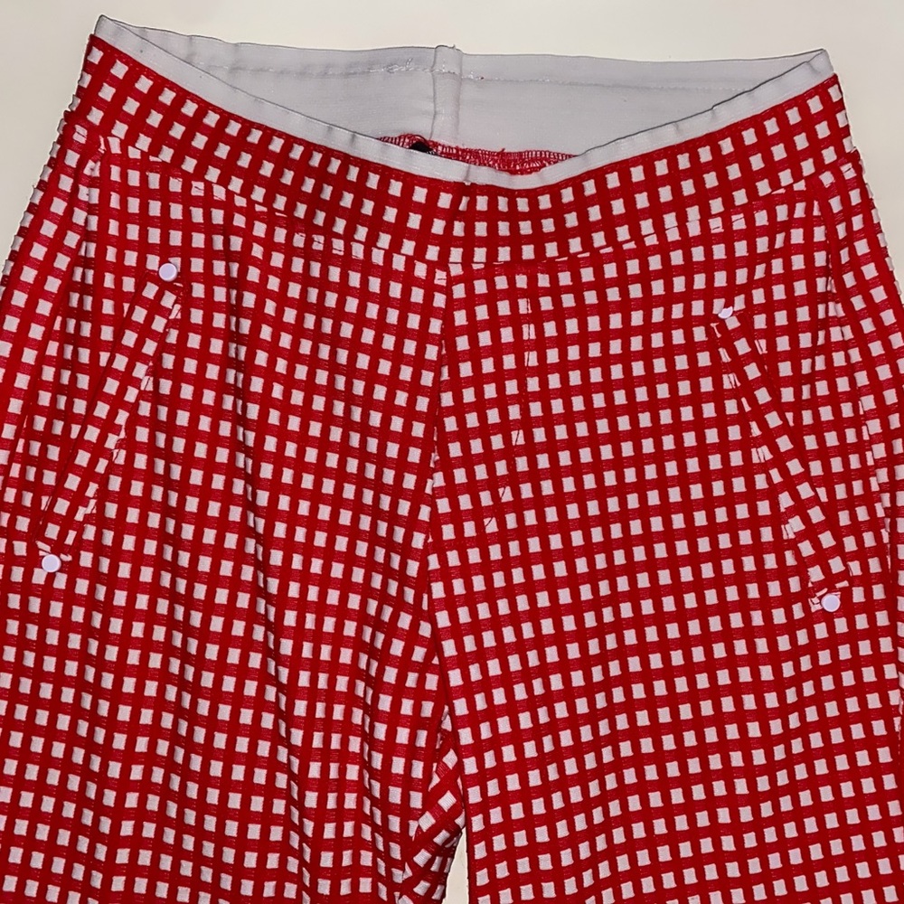 Red and white checkered dress pants